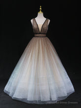 Aline V Neck Tulle Long Prom Dress Tulle Long Formal Graduation Dresses